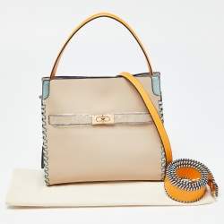 Pre Owned Tory Burch Multicolor Leather and Suede Small Lee Radziwill Whipstitch Lee Radziwill Top Hande Bag