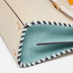 Pre Owned Tory Burch Multicolor Leather and Suede Small Lee Radziwill Whipstitch Lee Radziwill Top Hande Bag