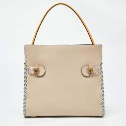 Pre Owned Tory Burch Multicolor Leather and Suede Small Lee Radziwill Whipstitch Lee Radziwill Top Hande Bag
