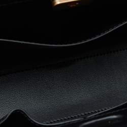 Pre Owned Tory Burch Black Croc Embossed Leather and Suede Small Lee Radziwill Bag