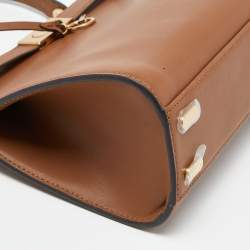 Tory Burch Brown Leather Small Lee Radziwill Top Handle Bag