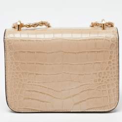 Pre Owned Tory Burch Beige Embossed Leather Small Eleanor Crossbody Bag