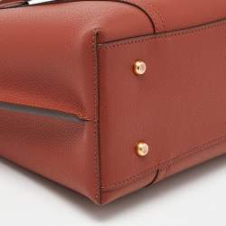 Pre Owned Tory Burch Brown Leather Small Perry Triple-Compartment Tote 