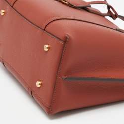 Pre Owned Tory Burch Brown Leather Small Perry Triple-Compartment Tote 