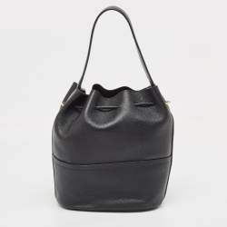Pre Owned Tory Burch Black Leather Miller Bucket Bag