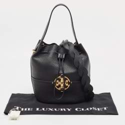 Pre Owned Tory Burch Black Leather Miller Bucket Bag