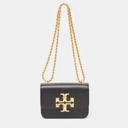 Tory Burch Black Leather Small Convertible Eleanor Shoulder Bag