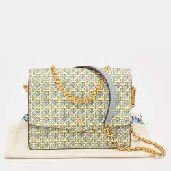 Pre Owned Tory Burch Multicolor Leather Printed Robinson Shoulder Bag