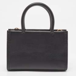 Pre Owned Tory Burch Black Faux Leather Mini Ella Bio Tote