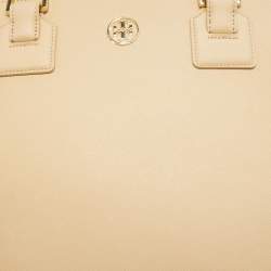 Pre Owned Tory Burch Toasted Wheat Leather Robinson Double Zip Tote