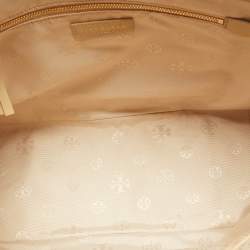 Pre Owned Tory Burch Toasted Wheat Leather Robinson Double Zip Tote