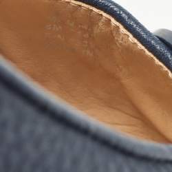 Pre Owned Tory Burch Navy Blue Leather Claire Ballet Flats Size 38.5