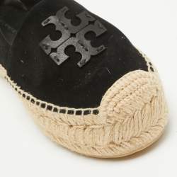 Pre Owned Tory Burch Black Suede Platform Espadrilles Size 36.5