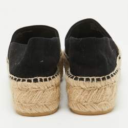 Pre Owned Tory Burch Black Suede Platform Espadrilles Size 36.5