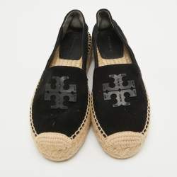Pre Owned Tory Burch Black Suede Platform Espadrilles Size 36.5