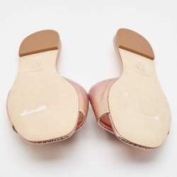 Pre Owned Tory Burch Metallic Snakeskin Embossed Leather Eleanor Flat Slides Size 39