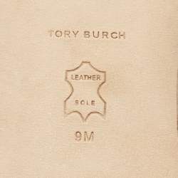 Pre Owned Tory Burch Metallic Snakeskin Embossed Leather Eleanor Flat Slides Size 39