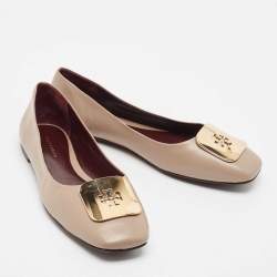 Pre Owned Tory Burch Brown Leather Ballet Flats Size 38