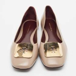 Pre Owned Tory Burch Brown Leather Ballet Flats Size 38