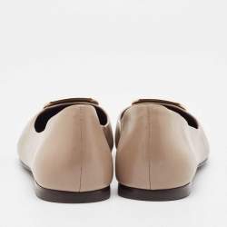 Pre Owned Tory Burch Brown Leather Ballet Flats Size 38