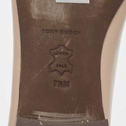 Pre Owned Tory Burch Brown Leather Ballet Flats Size 38