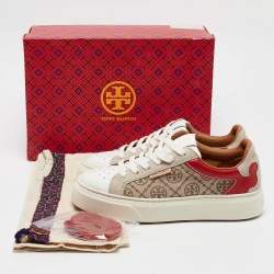 Tory Burch Multicolor T Monogram Canvas and Leather Ladybug Sneakers Size 38.5