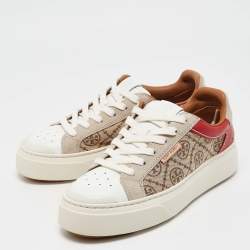 Tory Burch Multicolor T Monogram Canvas and Leather Ladybug Sneakers Size 38.5