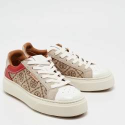 Tory Burch Multicolor T Monogram Canvas and Leather Ladybug Sneakers Size 38.5