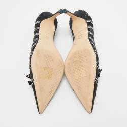 Pre Owned Tory Burch Navy Blue Mesh and Ribbon Penelope Pumps Size 39