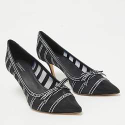 Pre Owned Tory Burch Navy Blue Mesh and Ribbon Penelope Pumps Size 39