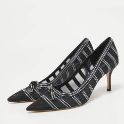 Pre Owned Tory Burch Navy Blue Mesh and Ribbon Penelope Pumps Size 39