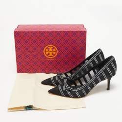 Pre Owned Tory Burch Navy Blue Mesh and Ribbon Penelope Pumps Size 39