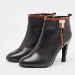Tory Burch Black/Brown Leather Ankle Length Boots Size 37.5