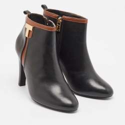 Tory Burch Black/Brown Leather Ankle Length Boots Size 37.5