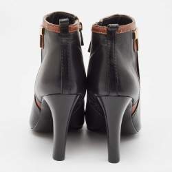 Tory Burch Black/Brown Leather Ankle Length Boots Size 37.5