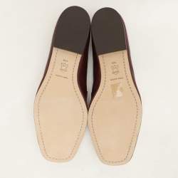 Pre Owned Tory Burch Plum/Cream Leather Perrine Loafers Size 40