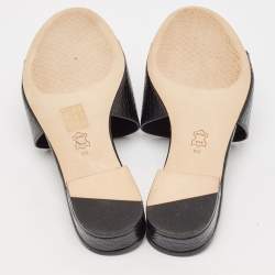 Pre Owned Tory Burch Black Croc Embossed Leather Martine Flat Slides Size 39.5