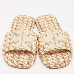 Pre Owned Tory Burch Two Tone Leather Flat Sandals Size 37