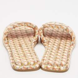 Pre Owned Tory Burch Two Tone Leather Flat Sandals Size 37