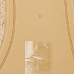 Pre Owned Tory Burch Cream Canvas Logo Ribbon Espadrille Flats Size 38.5