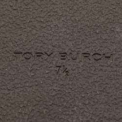 Pre Owned Tory Burch Brown Leather Miller Cloud Flip Flops Size 37.5