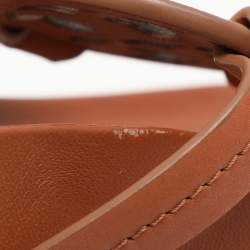 Pre Owned Tory Burch Brown Leather Miller Cloud Flip Flops Size 37.5