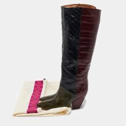 Tory Burch Multicolor Eel Leather Knee Length Boots Size 40