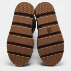 Pre Owned Tory Burch Green Leather and Nylon Leccio Snow Boots Size 39.5