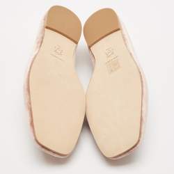 Pre Owned Tory Burch Peach Pink Velvet Eleanor Crystal Ballet Flats Size 41