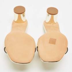 Pre Owned Tory Burch Gold Patent Leather Ines Slide Sandals Size 40.5