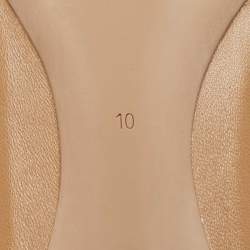 Pre Owned Tory Burch Brown/Cream Leather Claire Cap Toe Ballet Flats Size 40.5