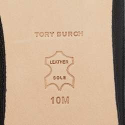 Pre Owned Tory Burch Black Leather Eleanor Ballet Flats Size 40.5