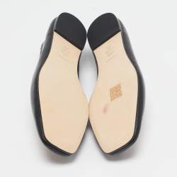 Pre Owned Tory Burch Black Leather Eleanor Ballet Flats Size 40.5