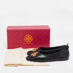 Pre Owned Tory Burch Black Leather Eleanor Ballet Flats Size 40.5